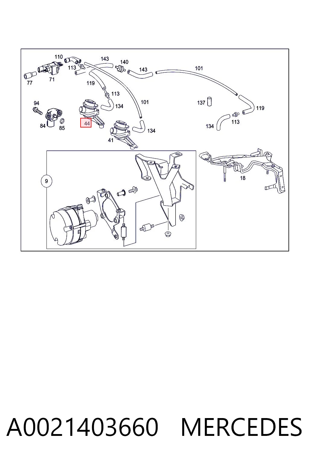 A0021403660 Mercedes Клапан подачи вторичного воздуха