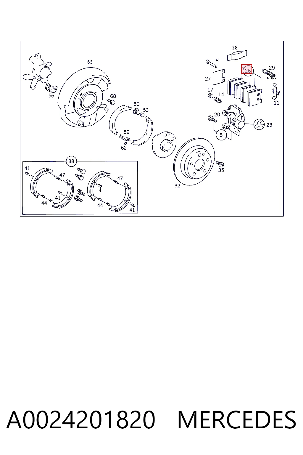A0024201820 Mercedes Колодки тормозные дисковые комплект