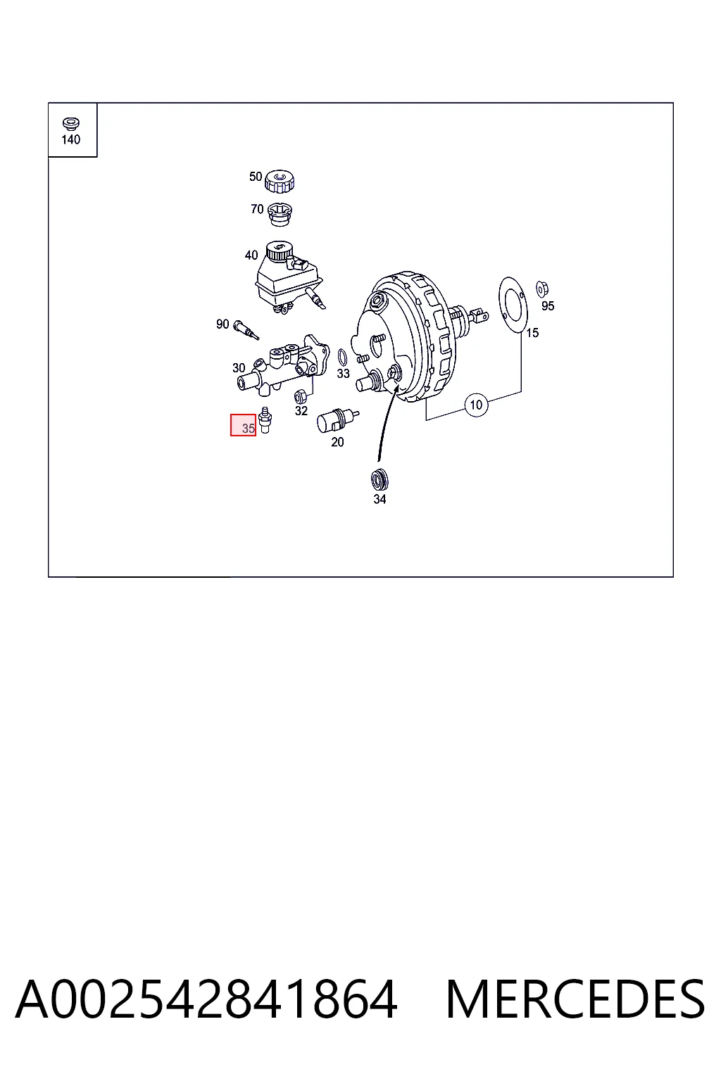 A002542841864 Mercedes Сигнализация прекращения действия тормозов аварийная