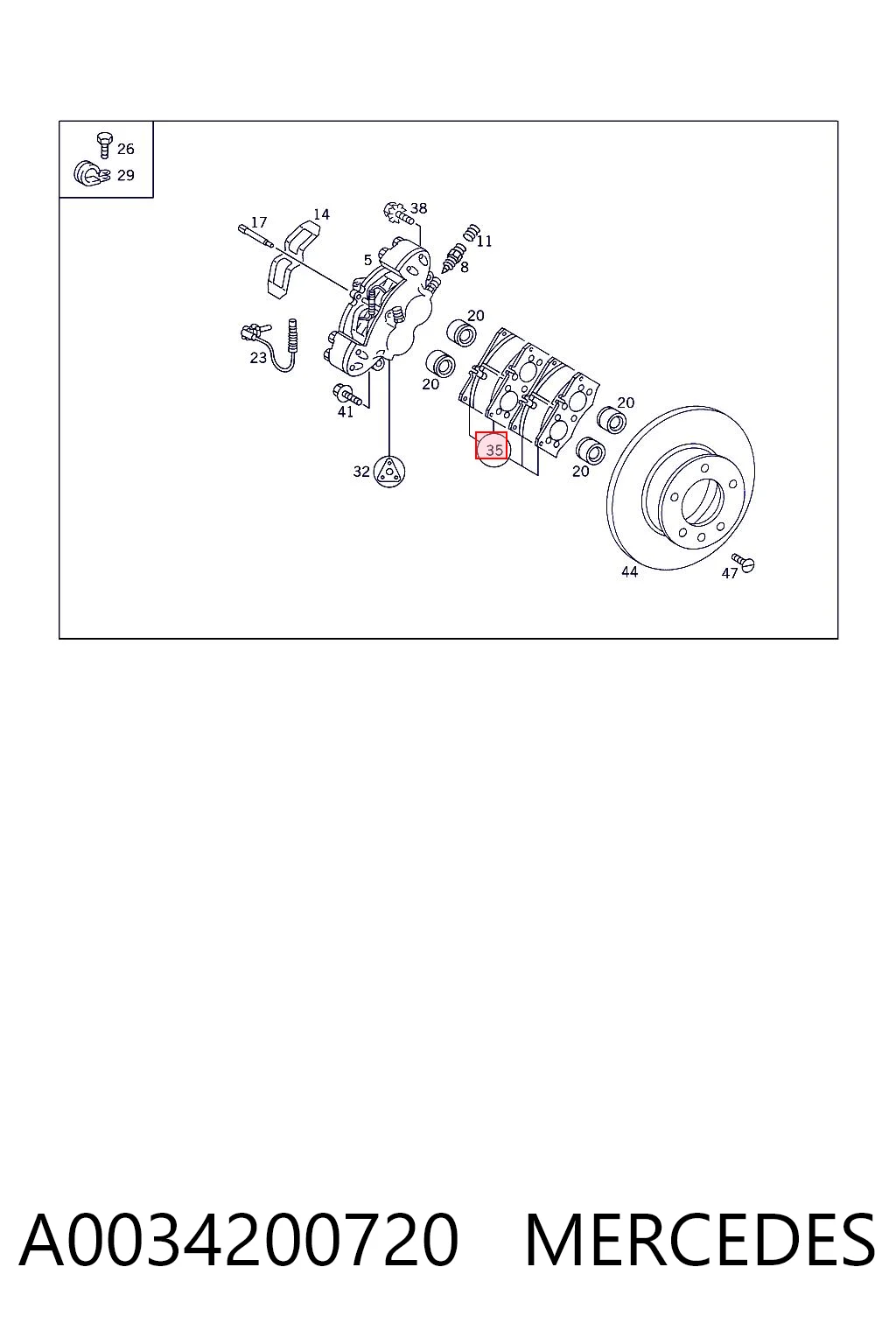 A0034200720 Mercedes Колодки передние