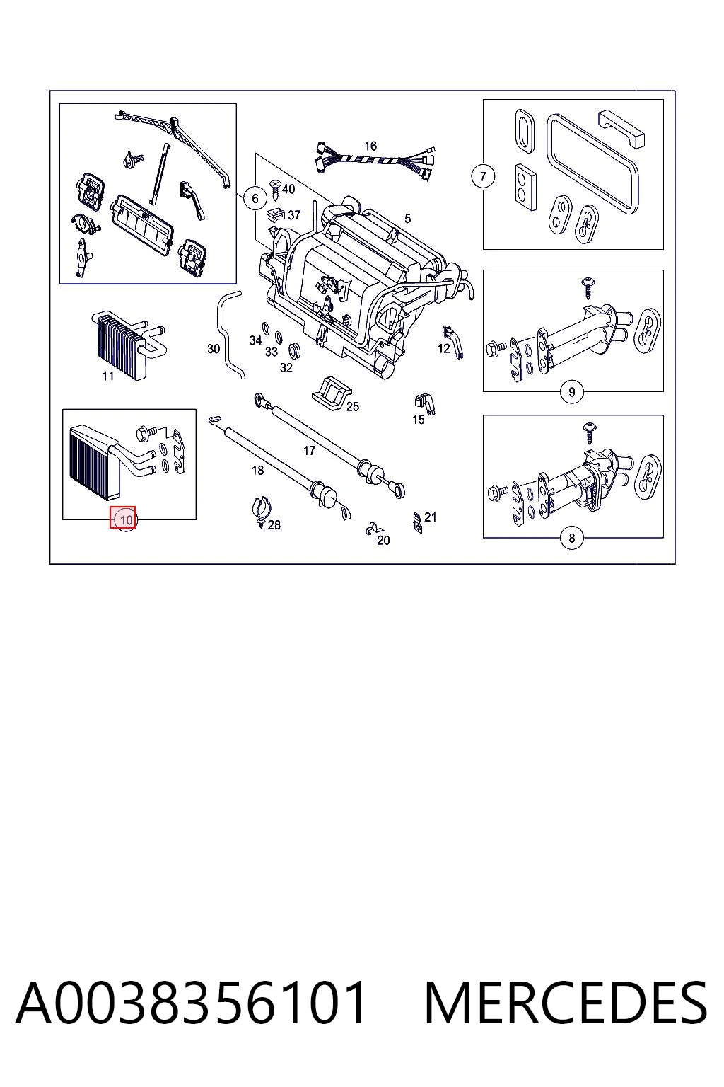 Радиатор печки (отопителя) MERCEDES A0038356101