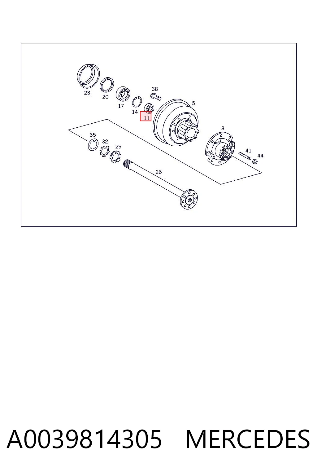 Подшипник ступицы задней, наружный Timken 33011