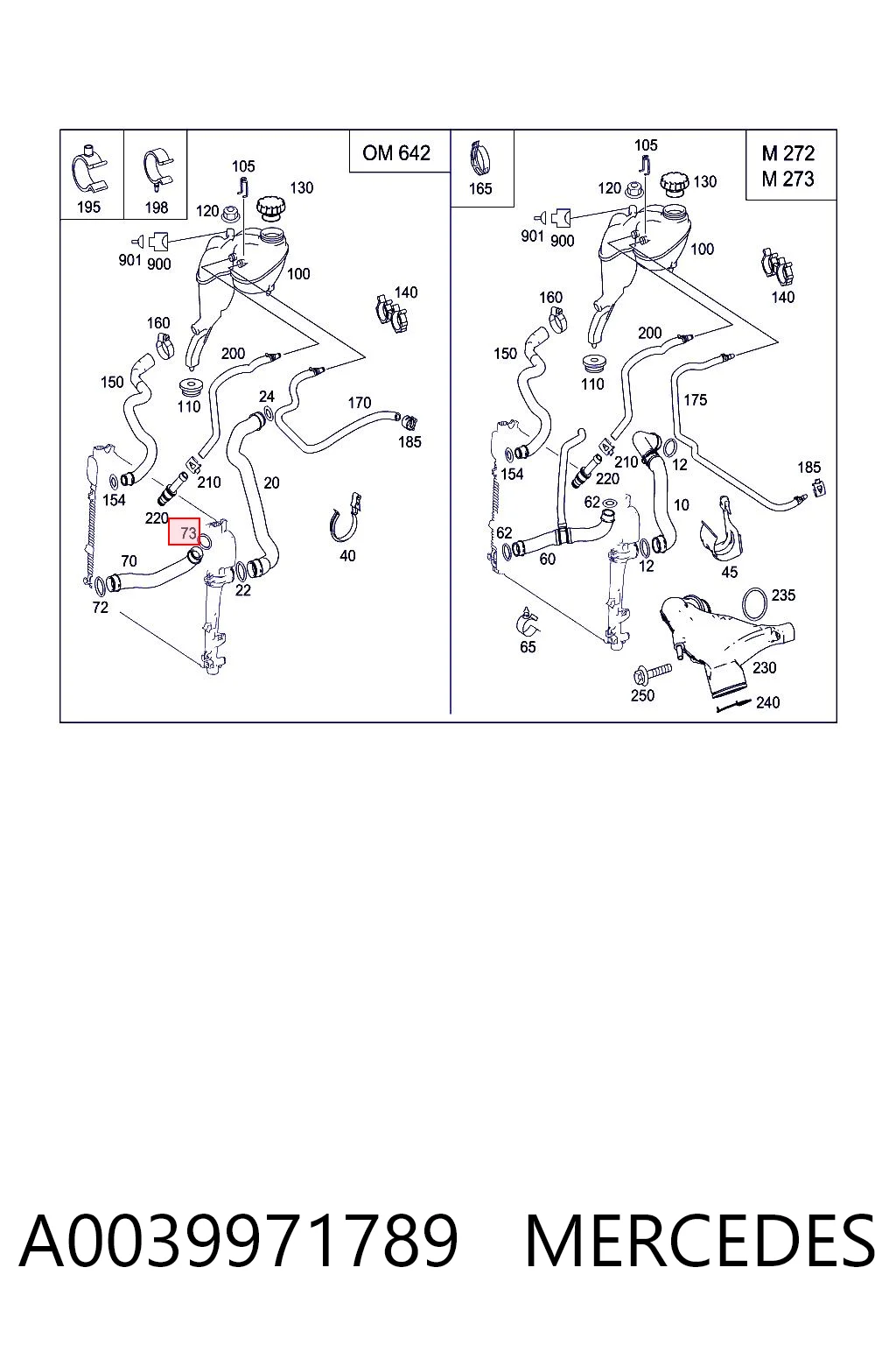 A0039971789 Mercedes Уплотнительное кольцо патрубка радиатора