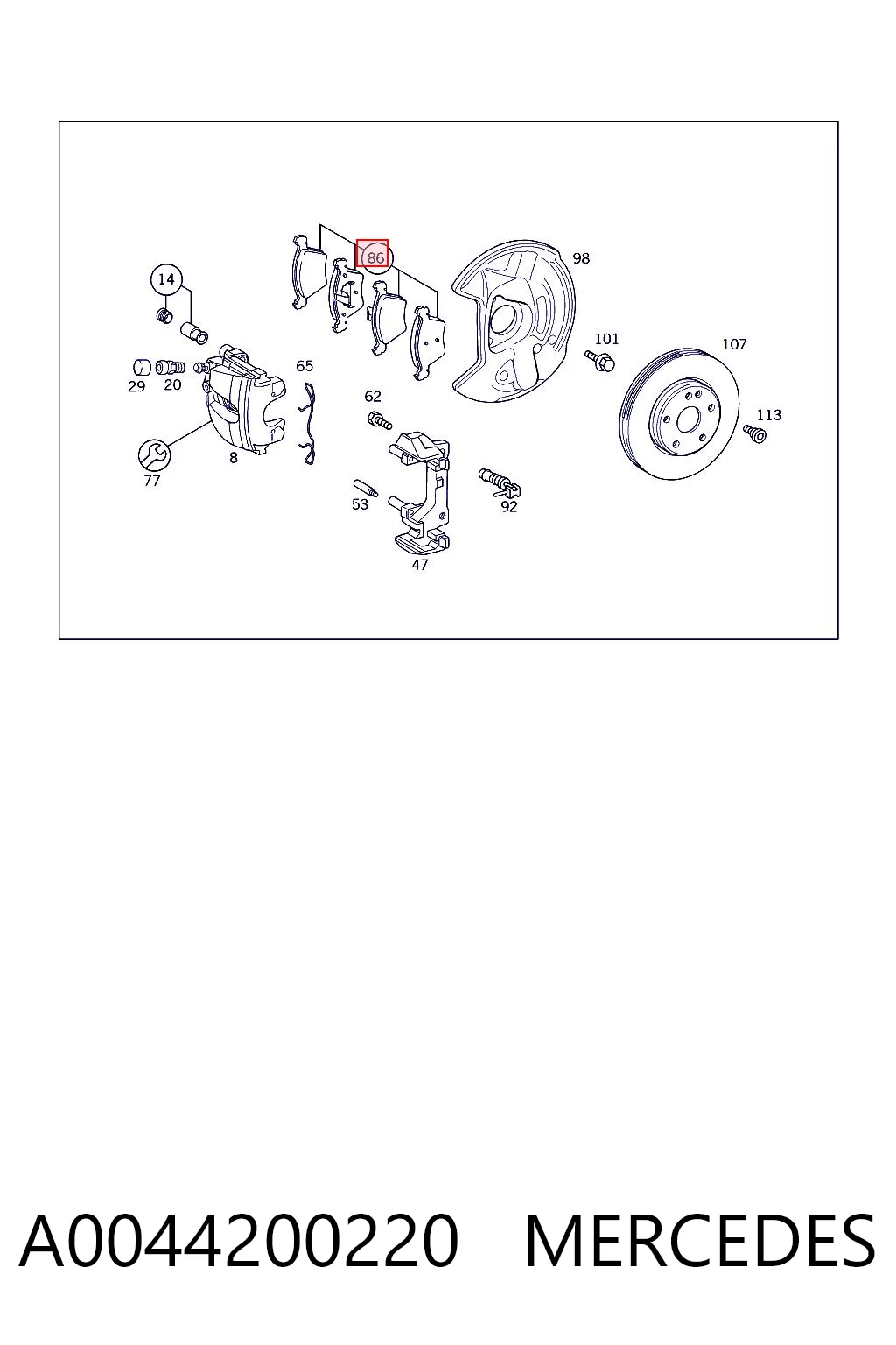 A0044200220 Mercedes Колодки передние