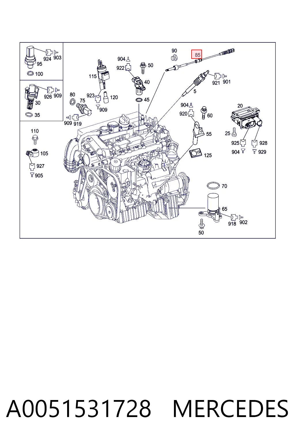 A0051531728 Mercedes Датчик температуры отработавших газов (ОГ), перед турбиной