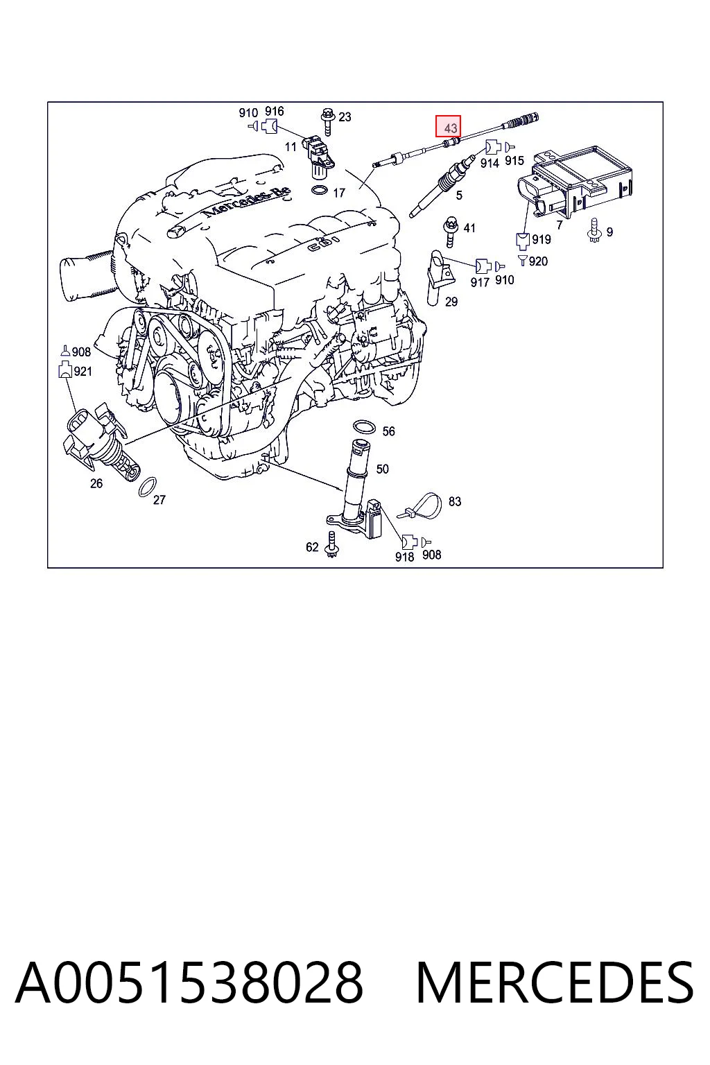 A0051538028 Mercedes Датчик температуры отработавших газов (ОГ), до катализатора