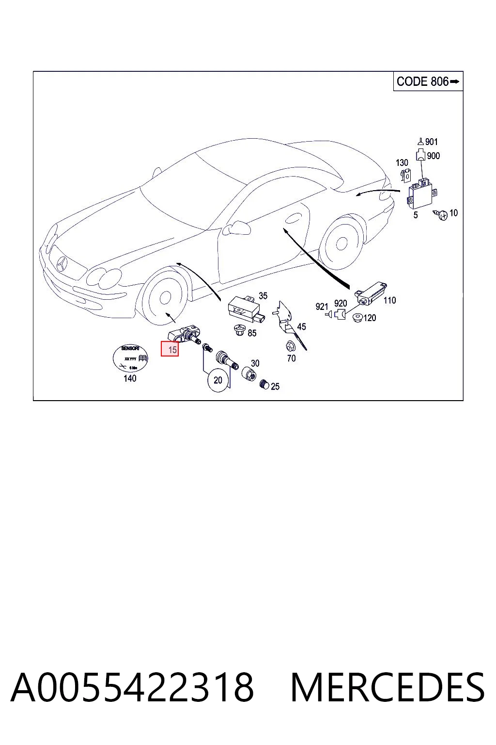 A0055422318 Mercedes Манометр воздушный