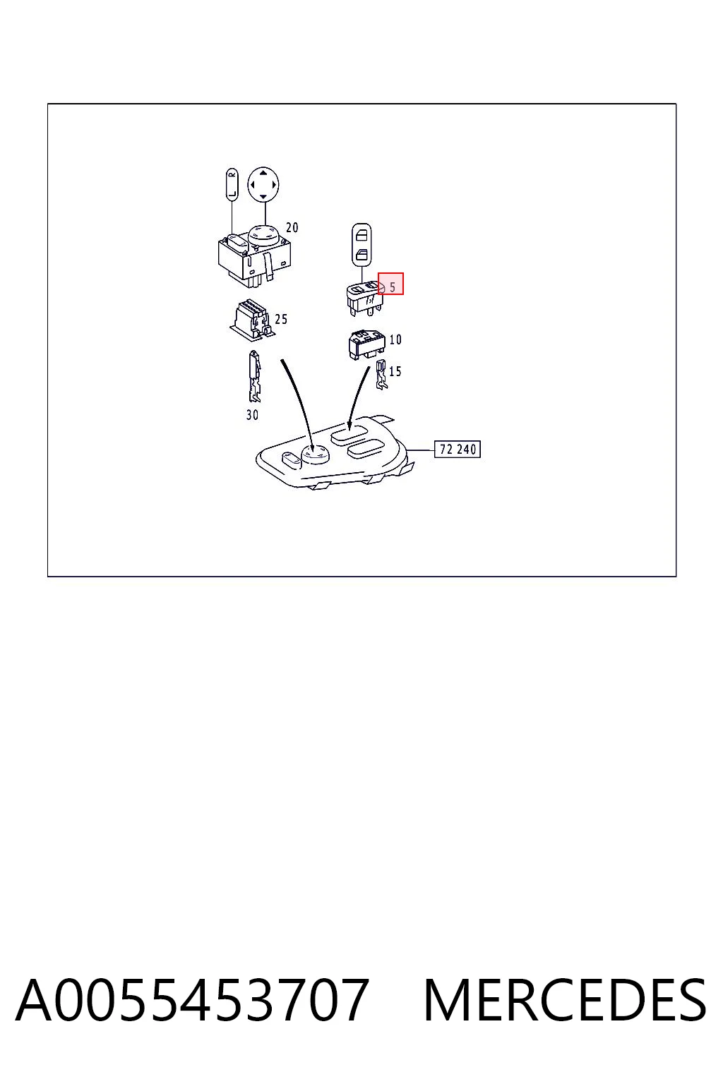 A0055453707 Mercedes Кнопка подъемника переднего левого стекла