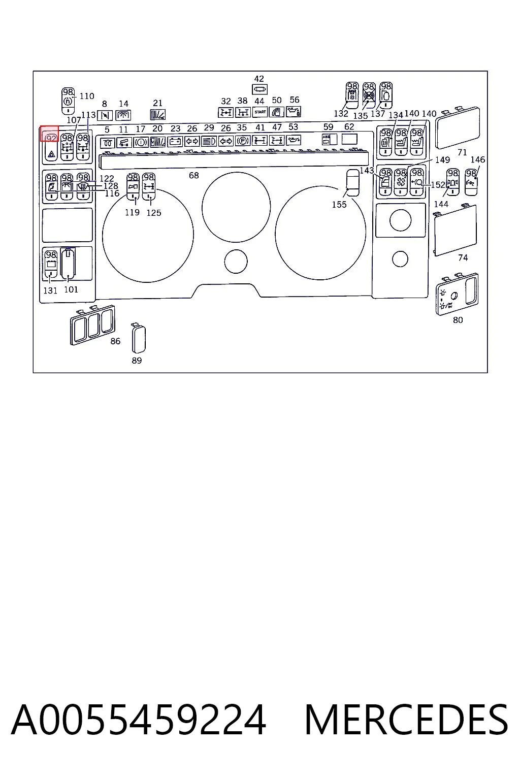 A0055459224 Mercedes Аварийная кнопка