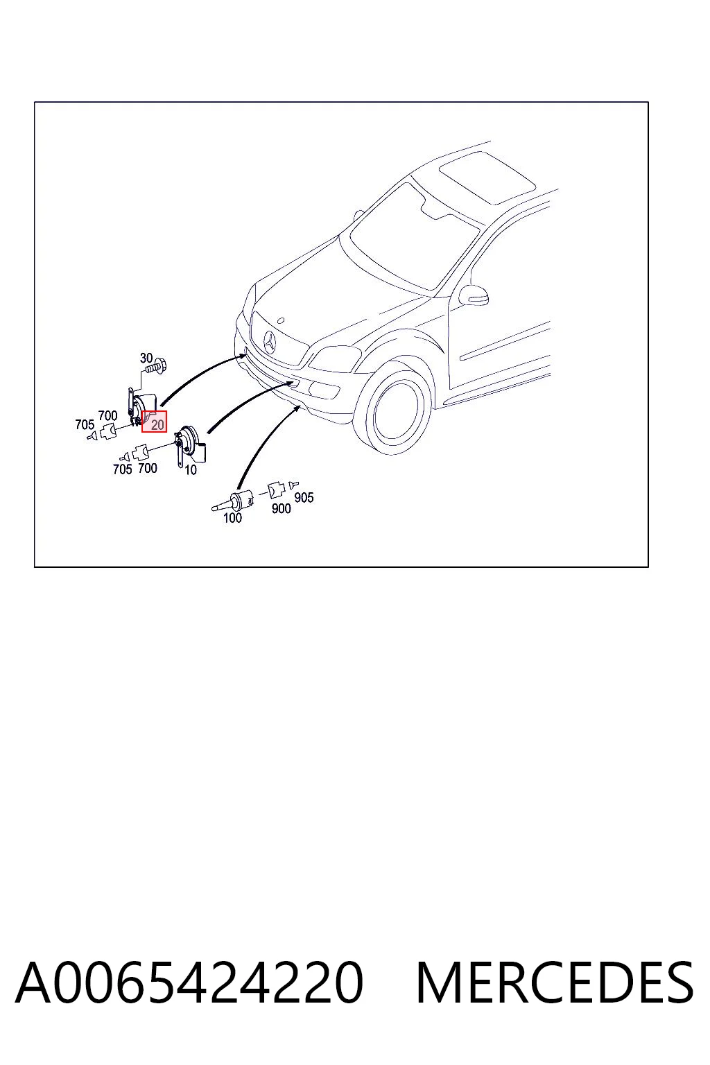 Автомобильный клаксон Mercedes GL внедорожник (X164) (2006 - 2012) цена, от 76.85 USD