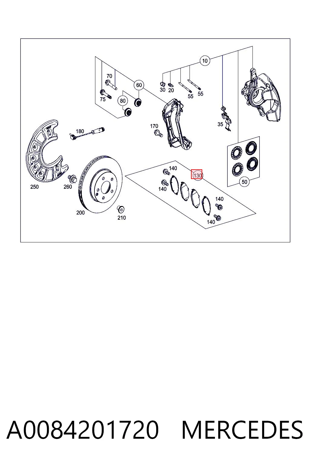 Колодки тормозные передние дисковые MERCEDES A0084201720