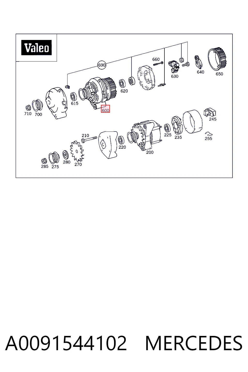 A0091544102 Mercedes Генератор автомобильный