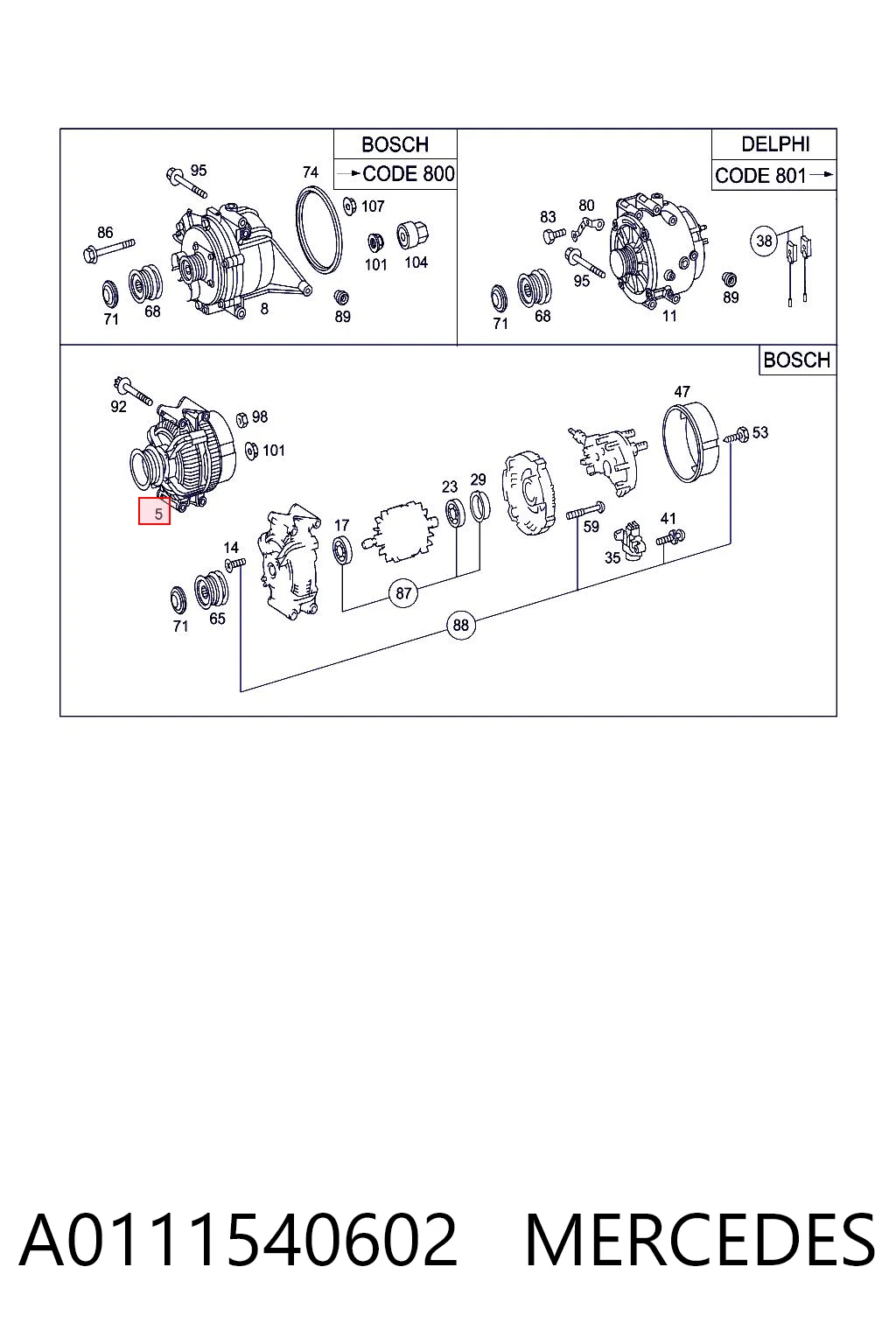 A0111540602 Mercedes Генератор автомобильный