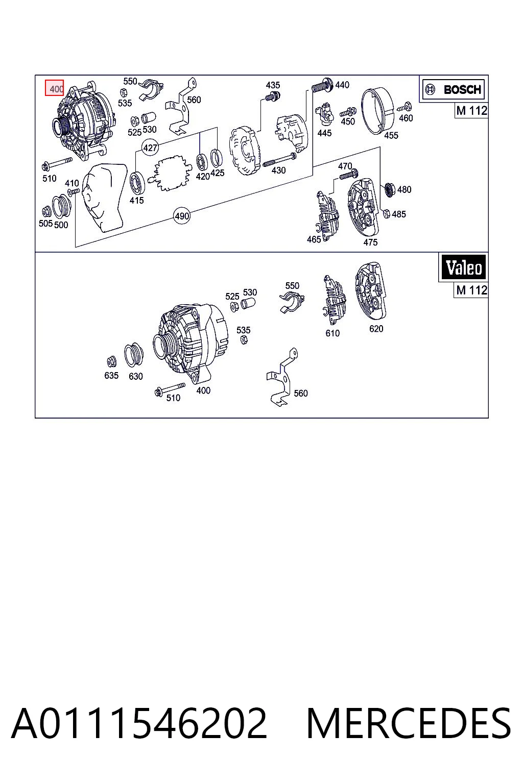 A0111546202 Mercedes Генератор автомобильный