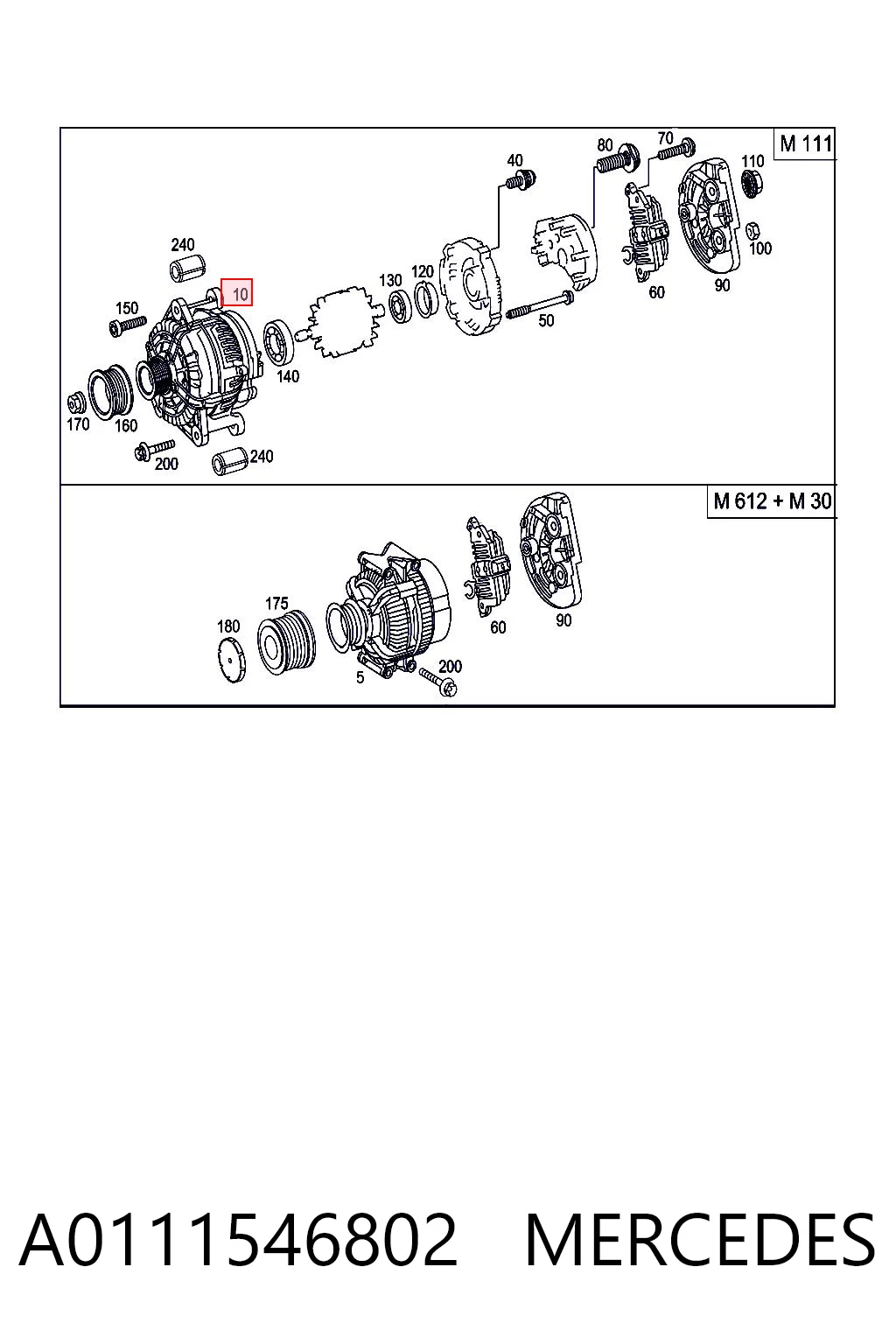 A0111546802 Mercedes Генератор автомобильный