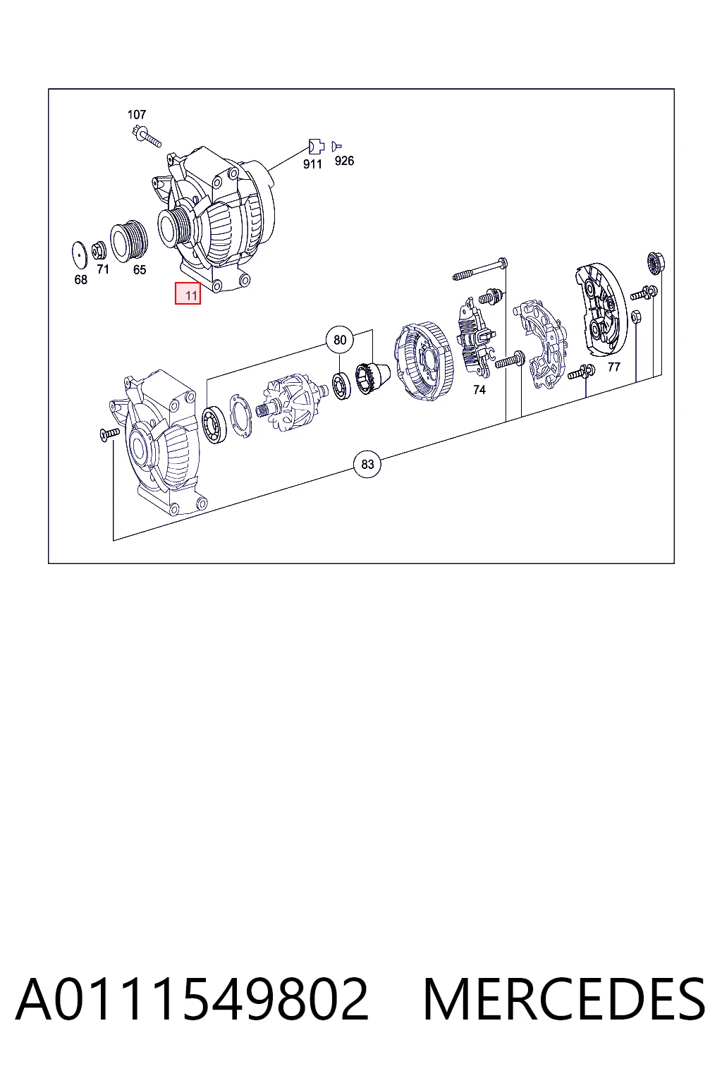 A0111549802 Mercedes Генератор автомобильный