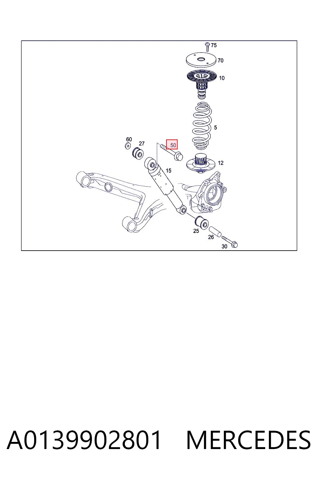 A0139902801 Mercedes Болт крепления амортизатора заднего