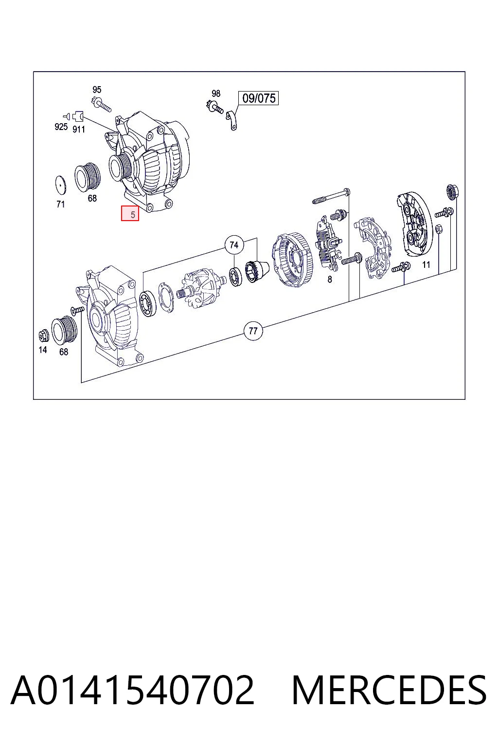 A0141540702 Mercedes Генератор автомобильный