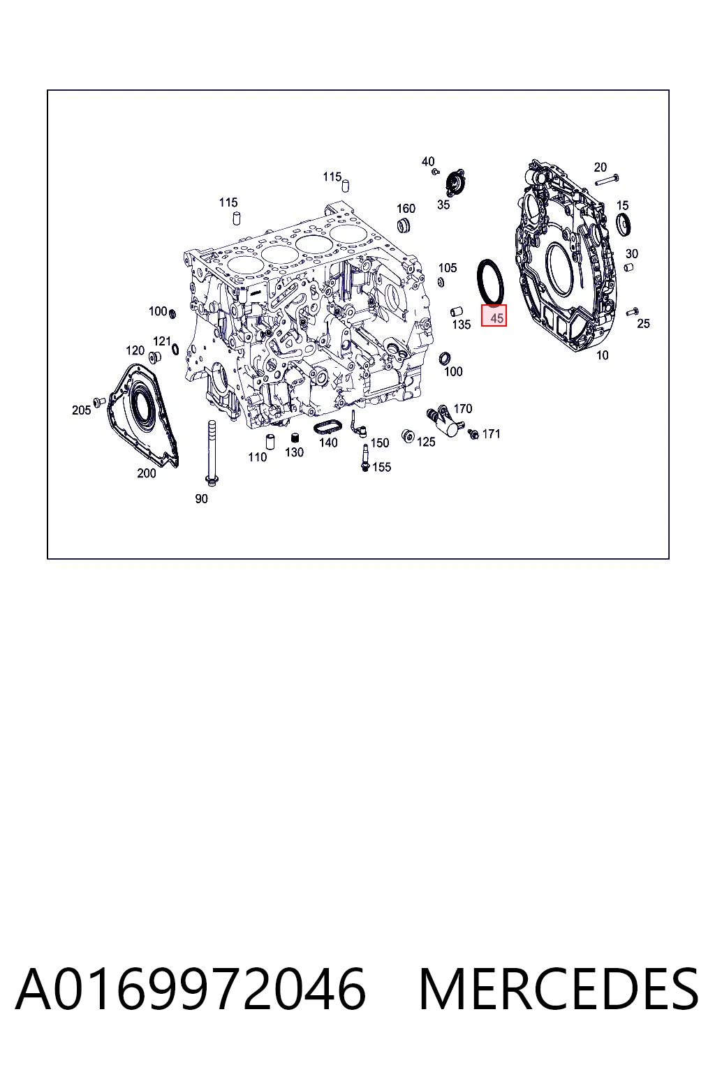 A0169972046 Mercedes Сальник коленвала двигателя, задний