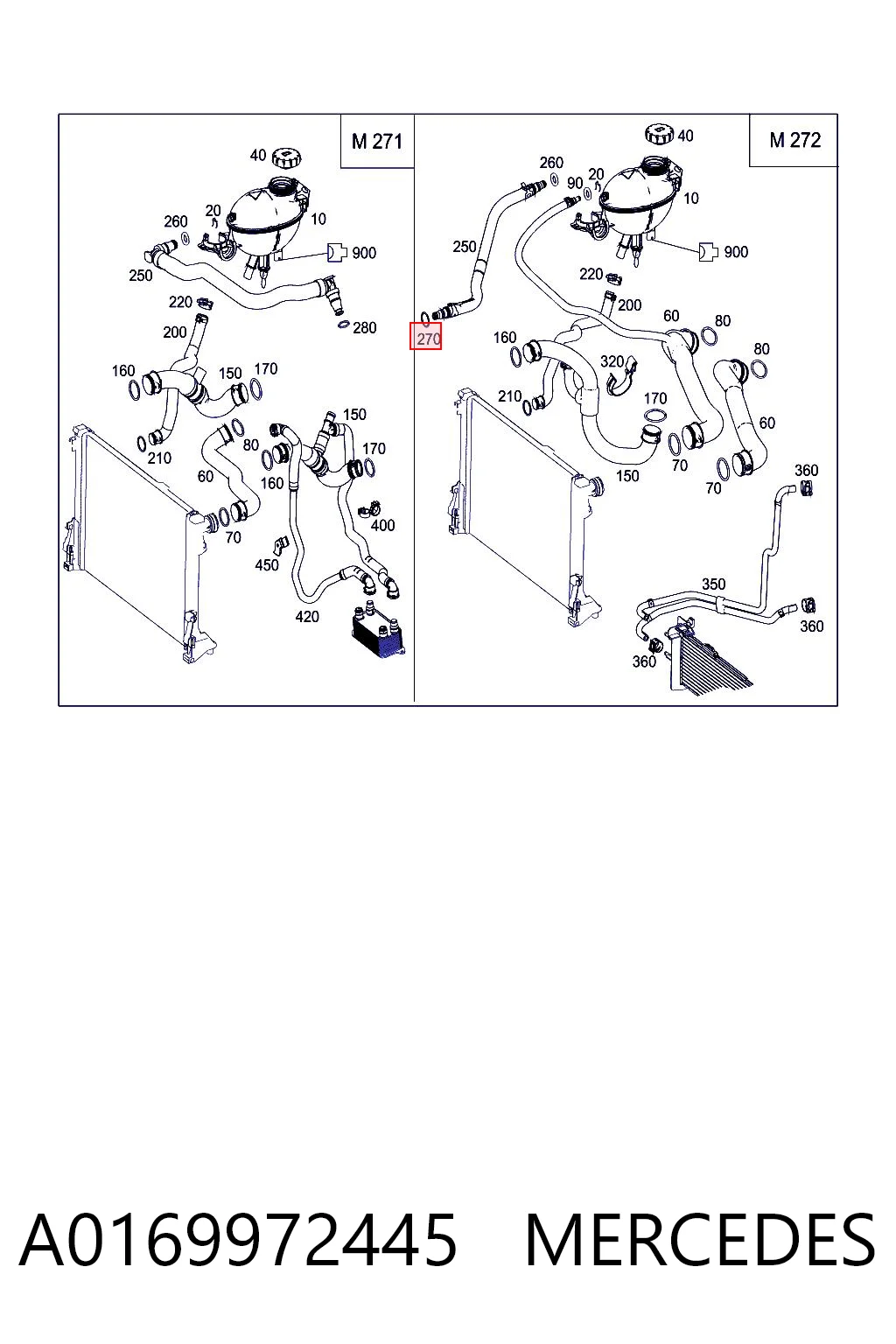 A0169972445 Mercedes Уплотнительное кольцо патрубка радиатора