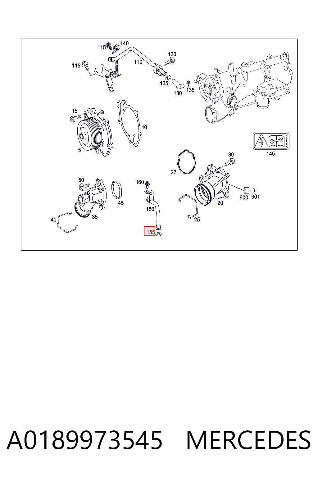 A0189973545 Mercedes Прокладка водяного насоса