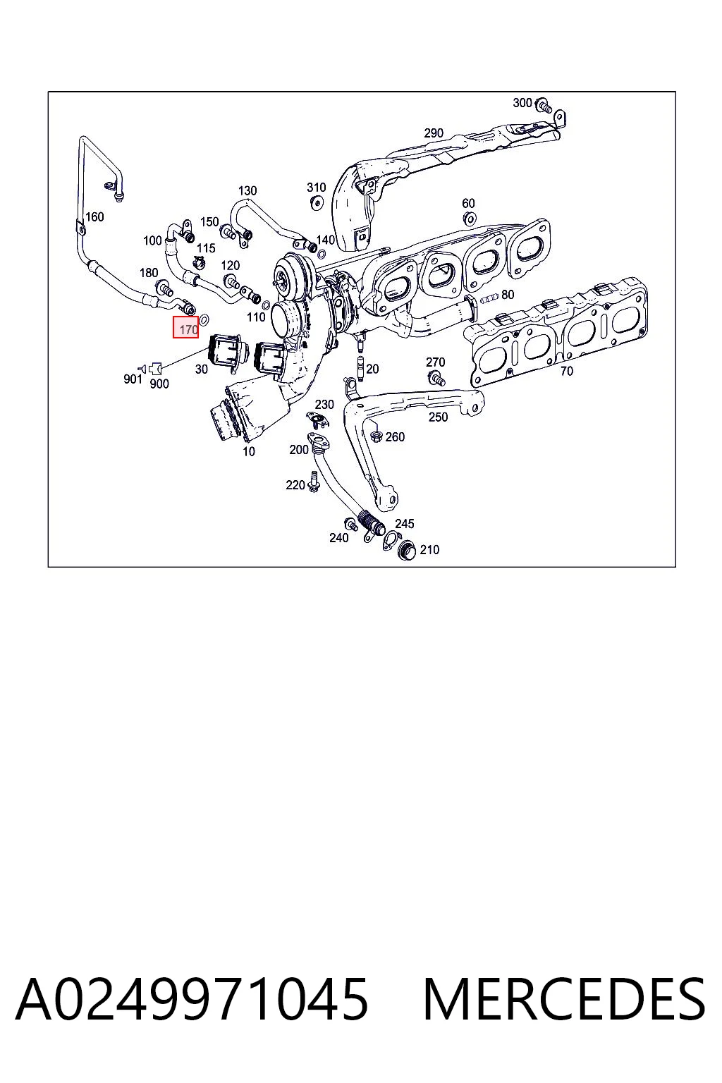 A0249971045 Mercedes Прокладка шланга подачи масла к турбине