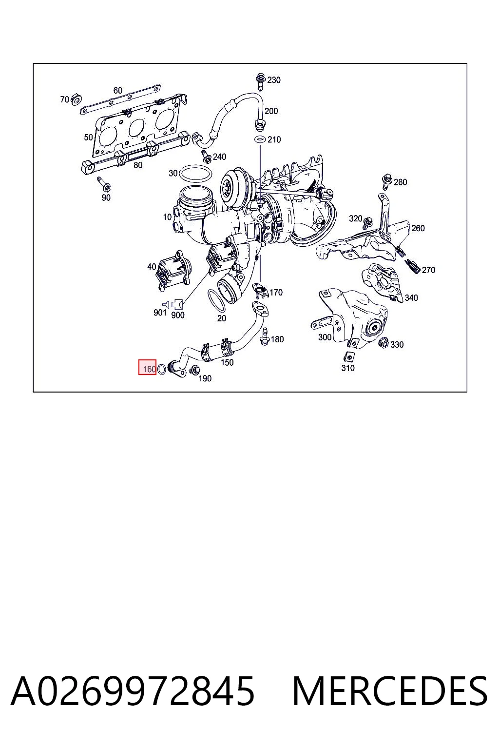 A0269972845 Mercedes Прокладка шланга отвода масла от турбины