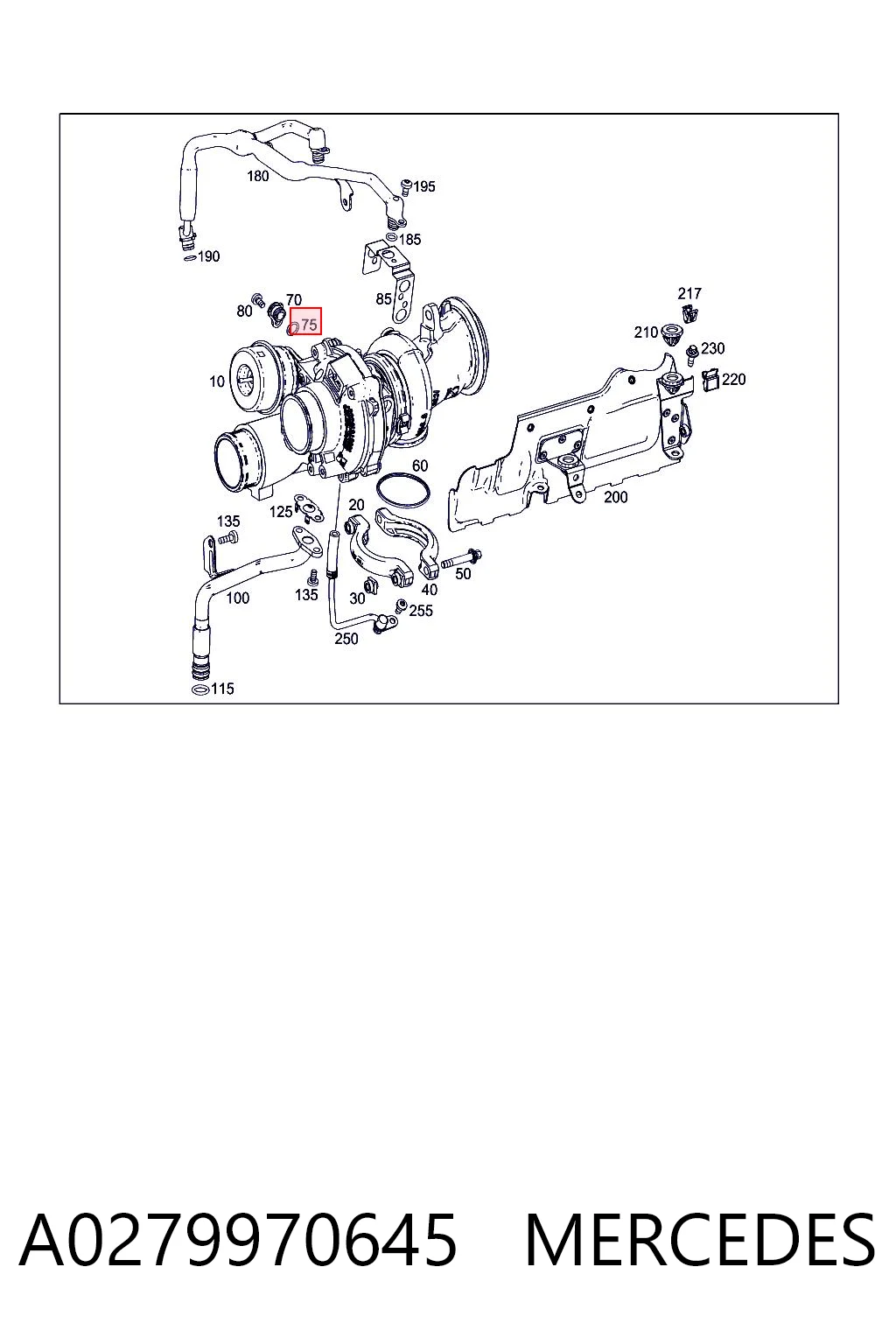 A0279970645 Mercedes Прокладка шланга охлаждения турбины, подачи
