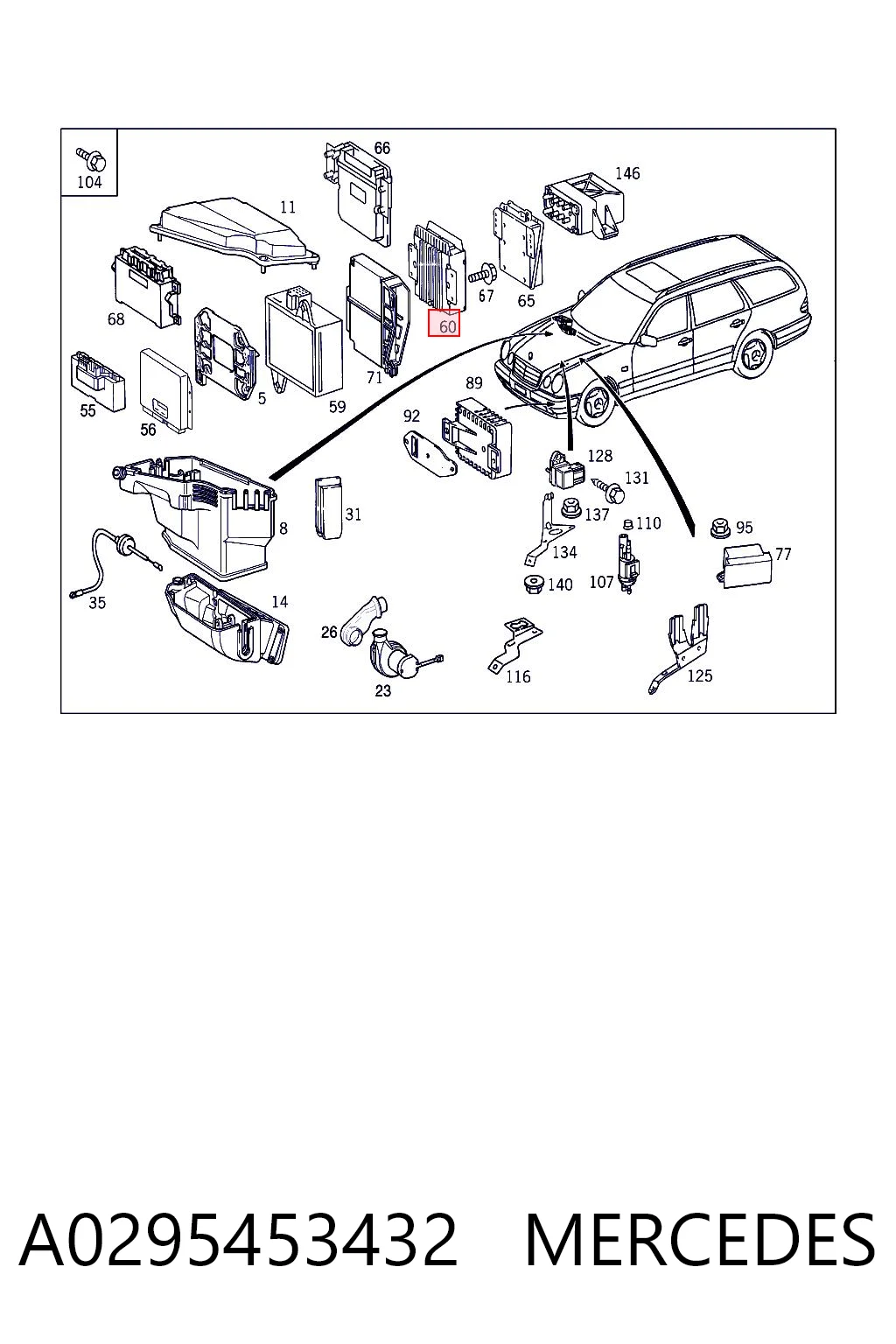 A0295453432 Mercedes Мозги двигателя