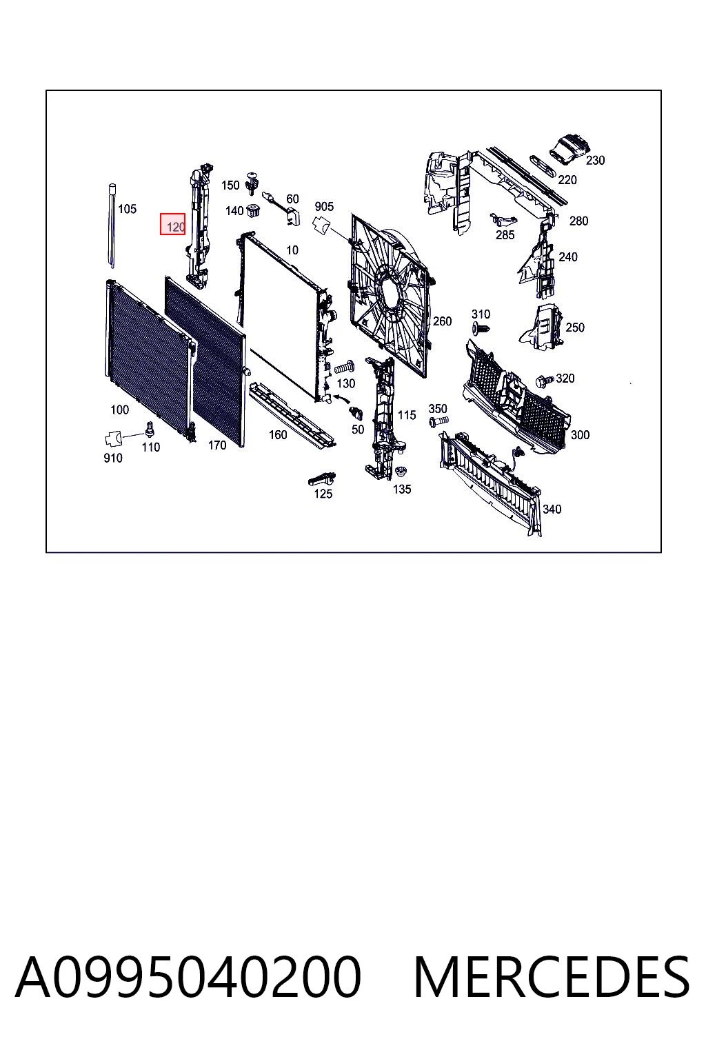 A0995040200 Mercedes Кронштейн радиатора правый