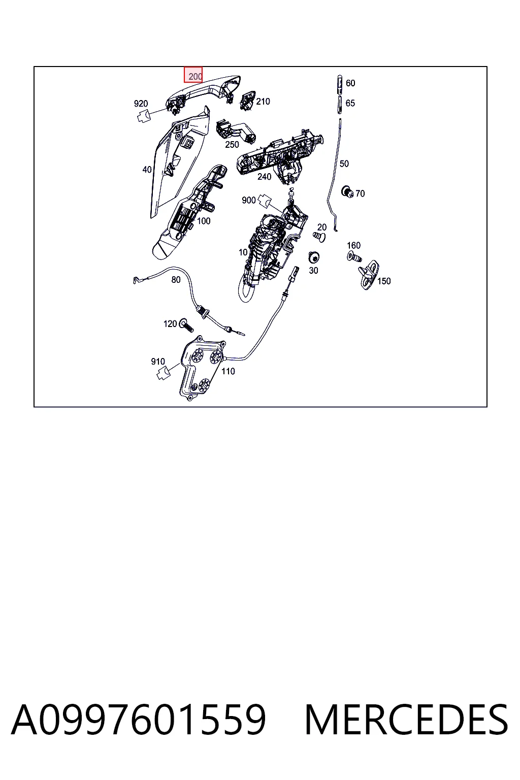Ручка двери задней наружная левая Mercedes A0997605501289775 цена, от 36.96 USD