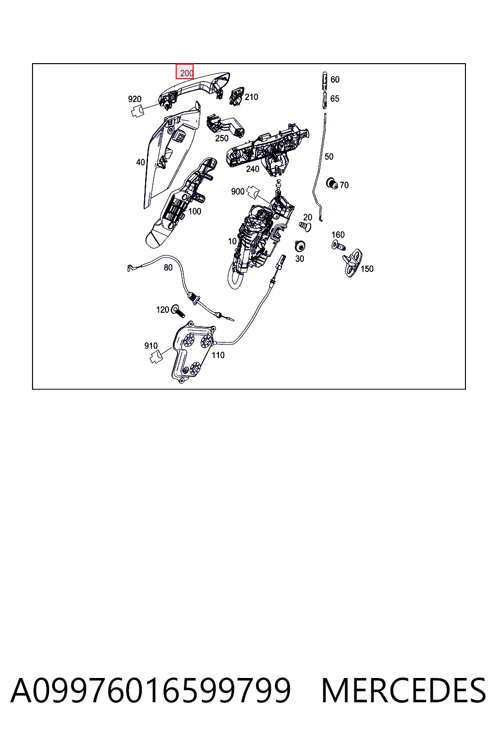 Ручка двери передней наружная правая Mercedes 0997601659