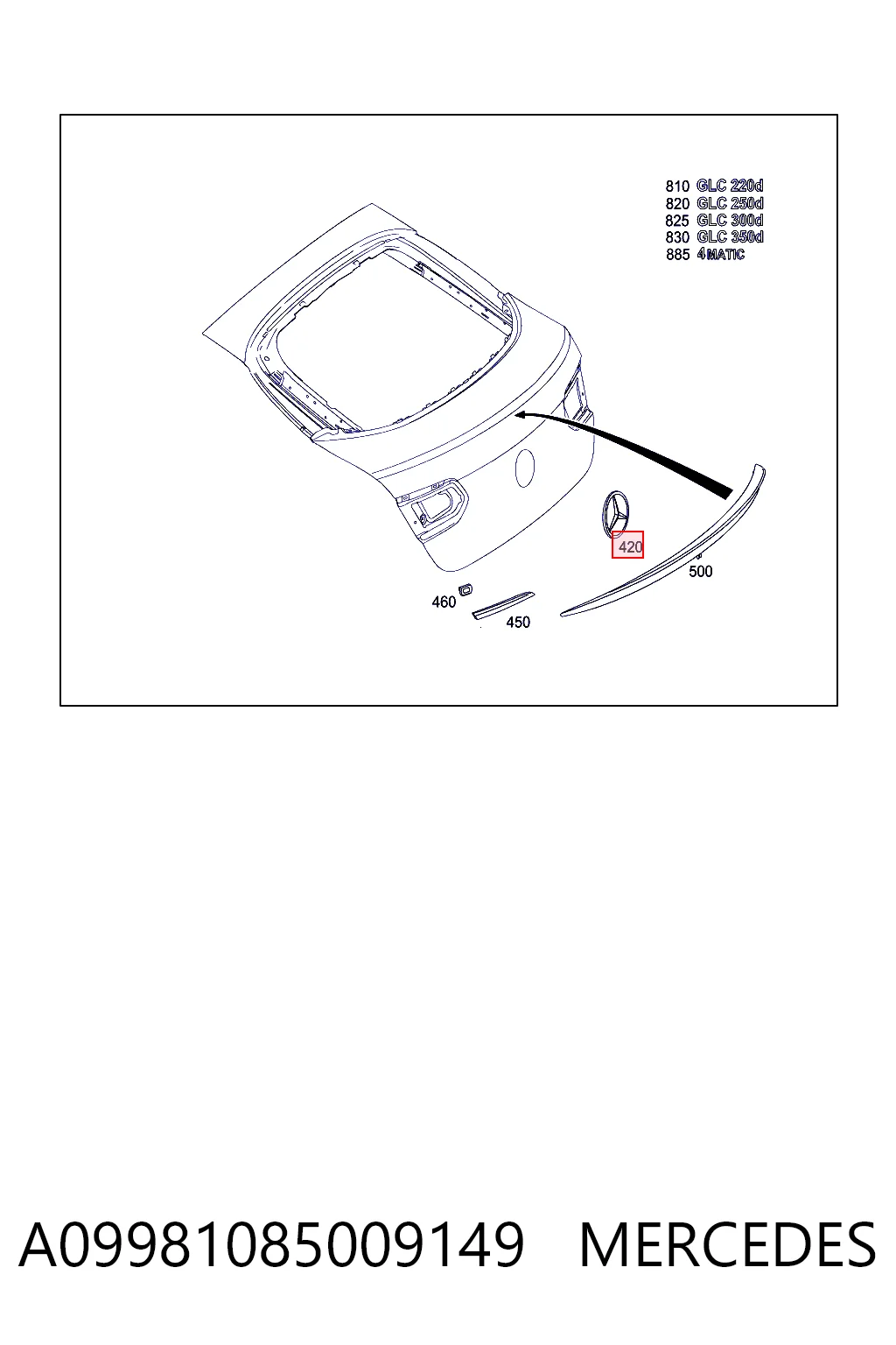 A09981085009197 Mercedes Фирменный значек на багажник