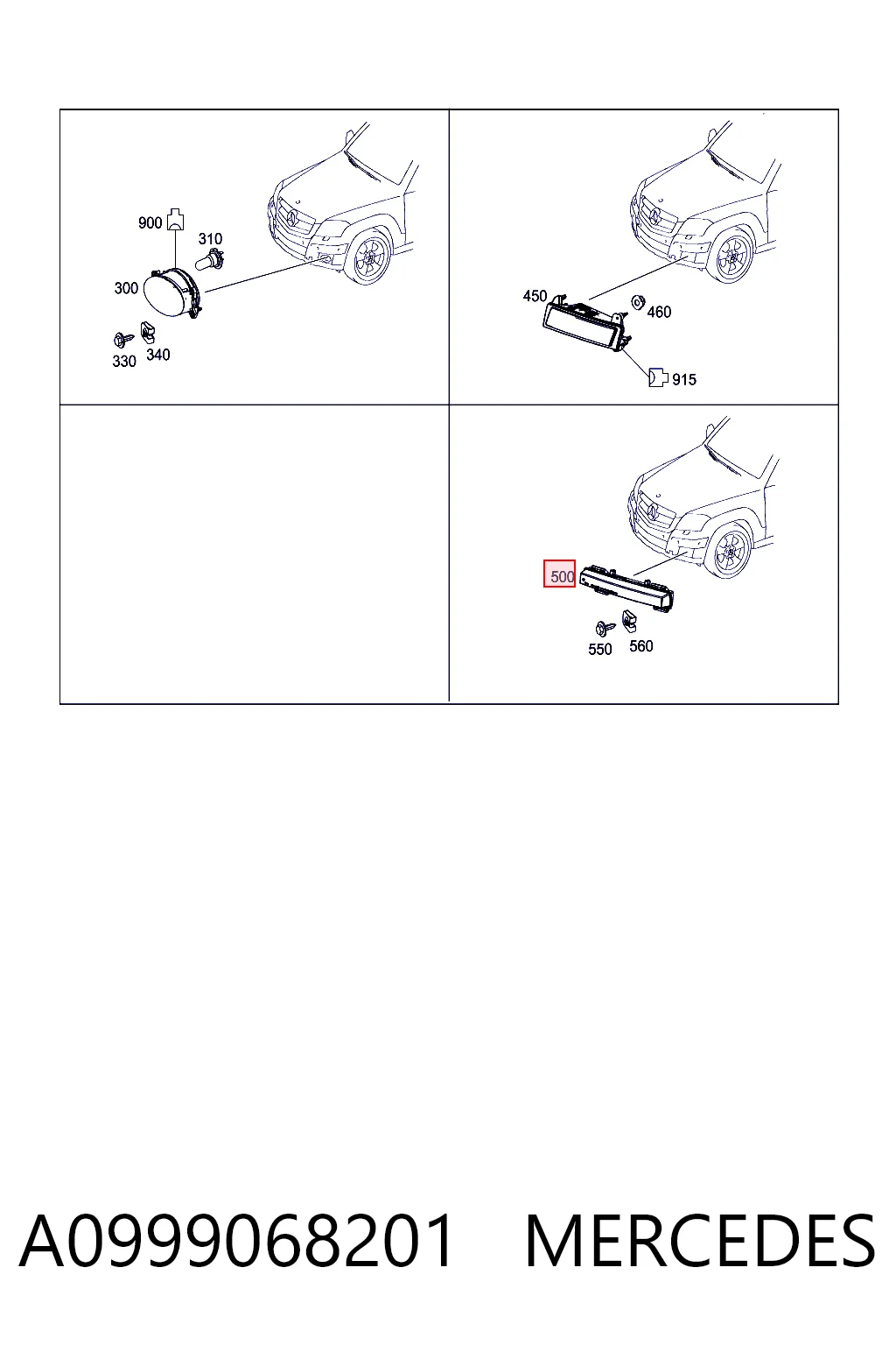 A0999068201 Mercedes Фара дневного света, правая