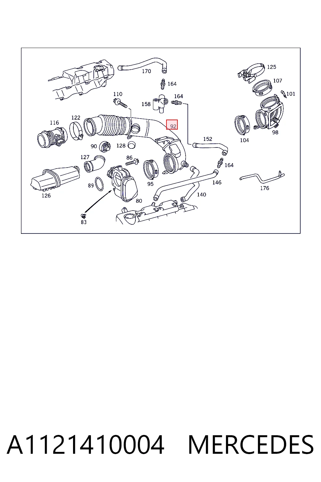 Гофра расходомера воздуха Mercedes ML/GLE внедорожник (W163) (1998 - 2005) цена, от 14.90 USD