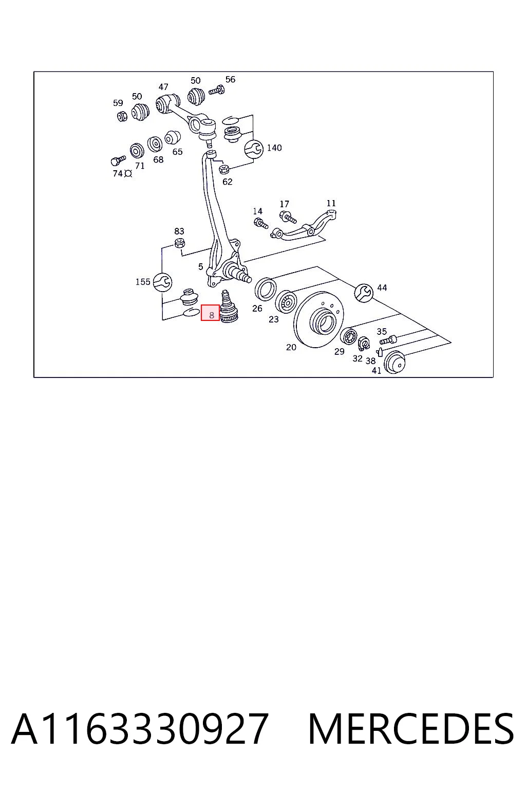 A1163330927 Mercedes Палец шаровой нижний