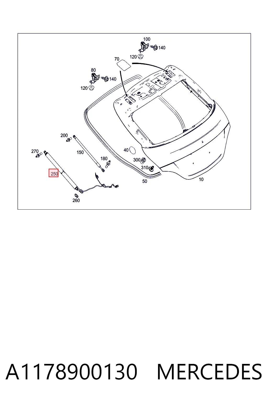 A1178900130 Mercedes Амортизатор крышки багажника