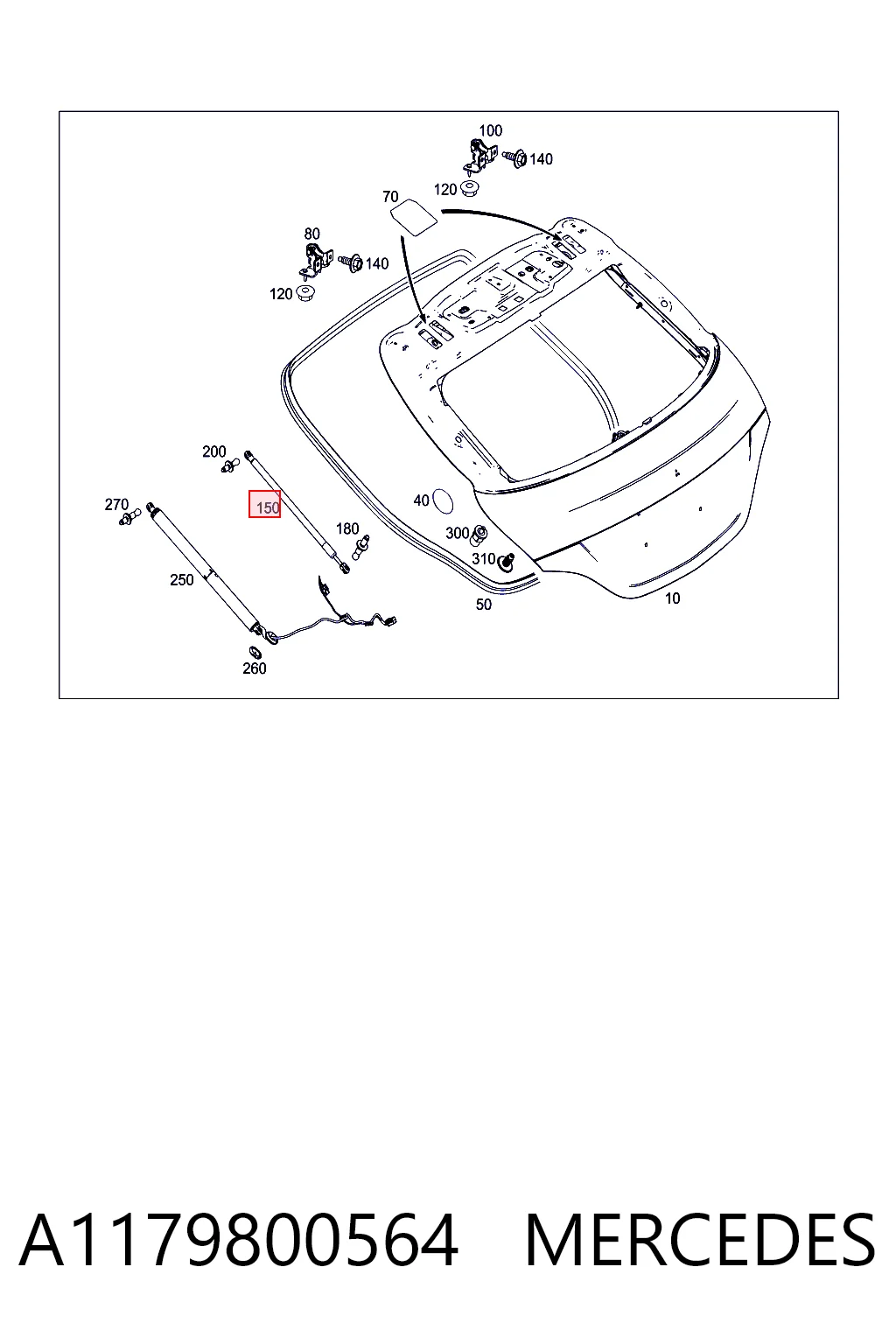 A1179800564 Mercedes Амортизатор крышки багажника