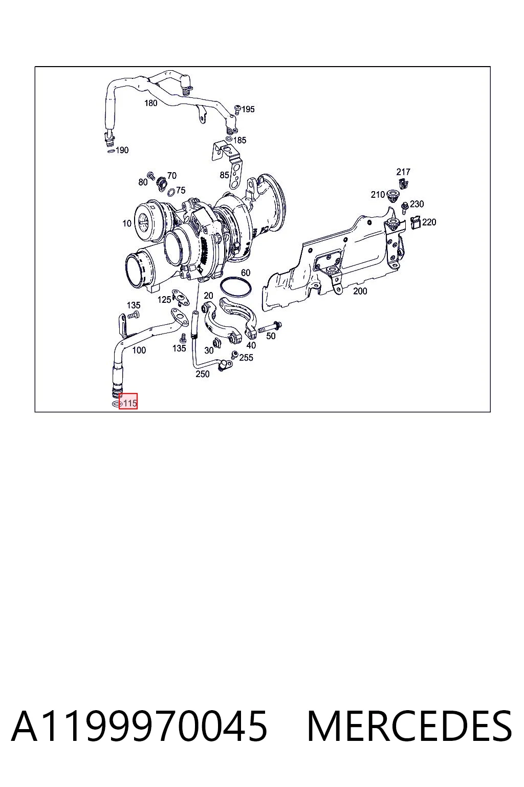 A1199970045 Mercedes Кольцо уплотнительное  шланга охлаждения турбины, обратки