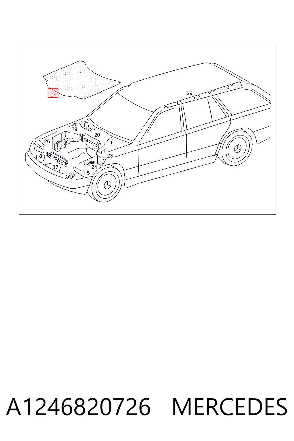 Шумка капота на Mercedes E  S124
