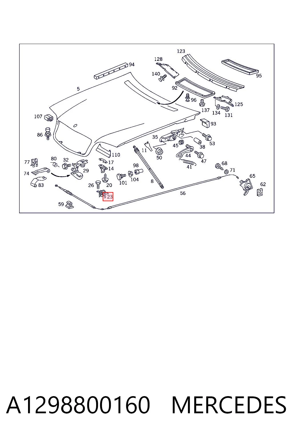 Замок капота Mercedes S купе (C140) (1992 - 1999) цена, от 5.07 USD