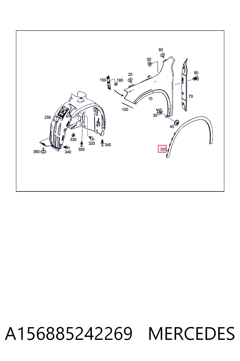 Молдинг арки крыла переднего, правый AND 30853174 цена, от 25.79 USD