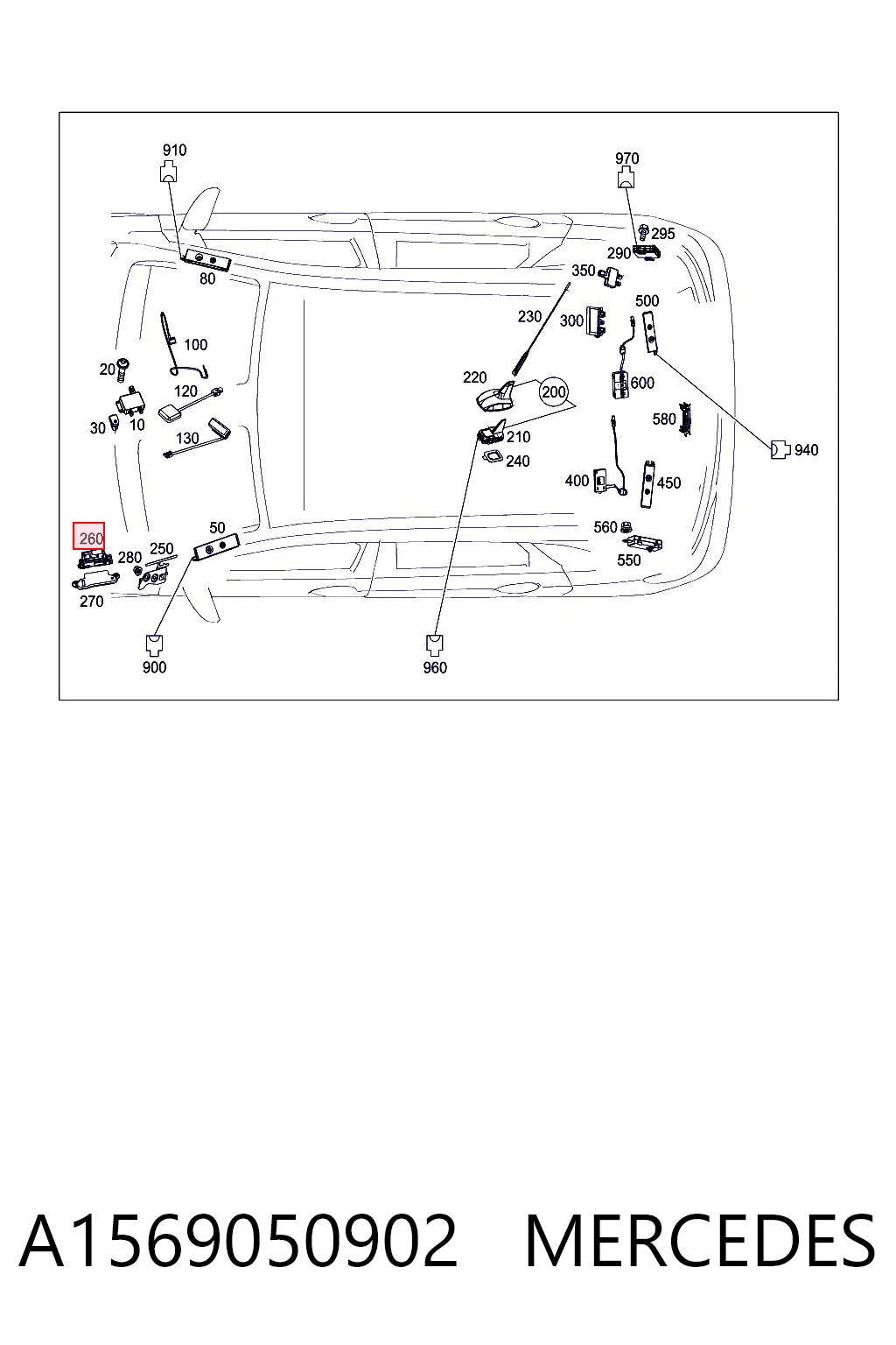 A1569050902 Mercedes Антенна на крышу