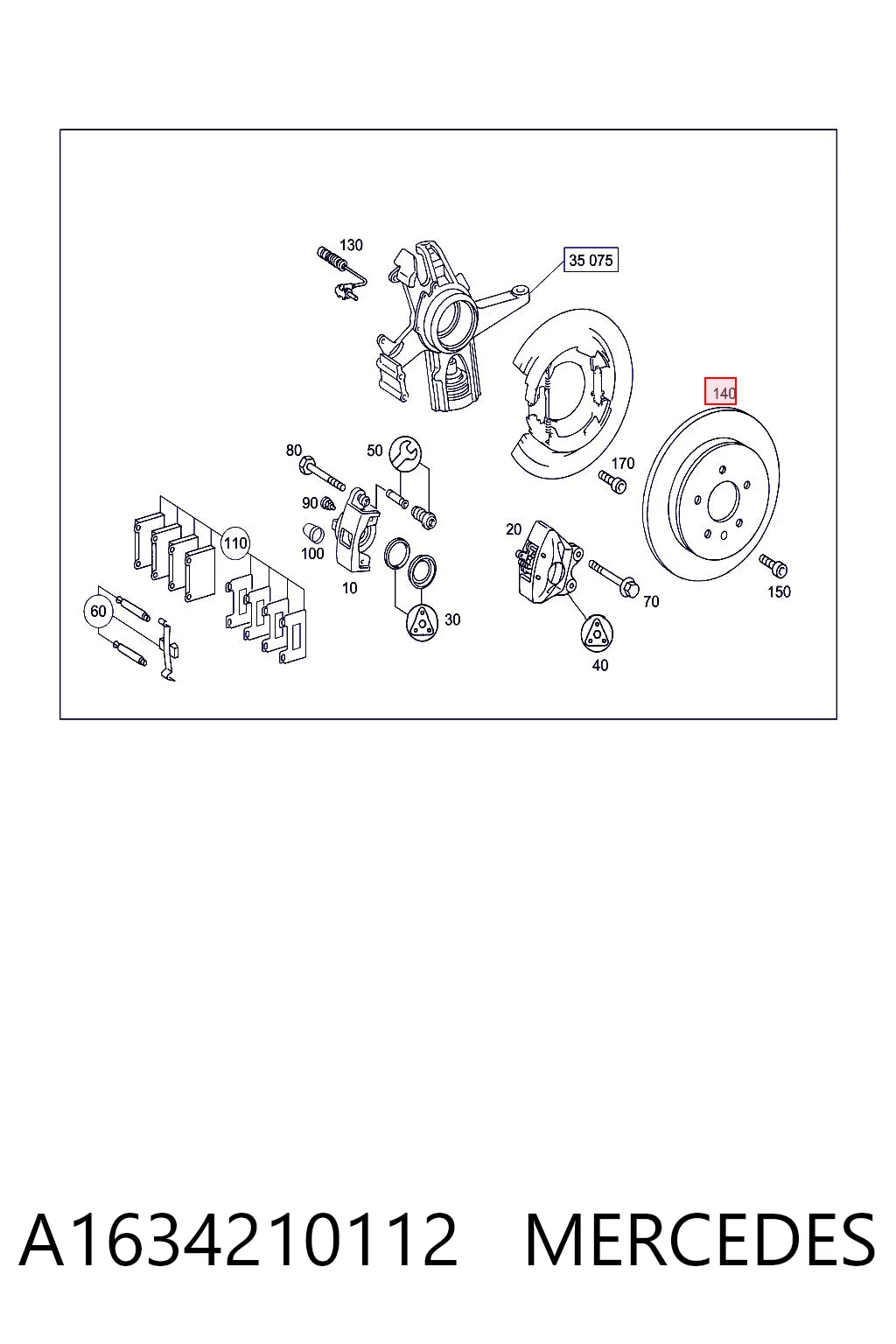 A1634210112 Mercedes Дисковый тормоз