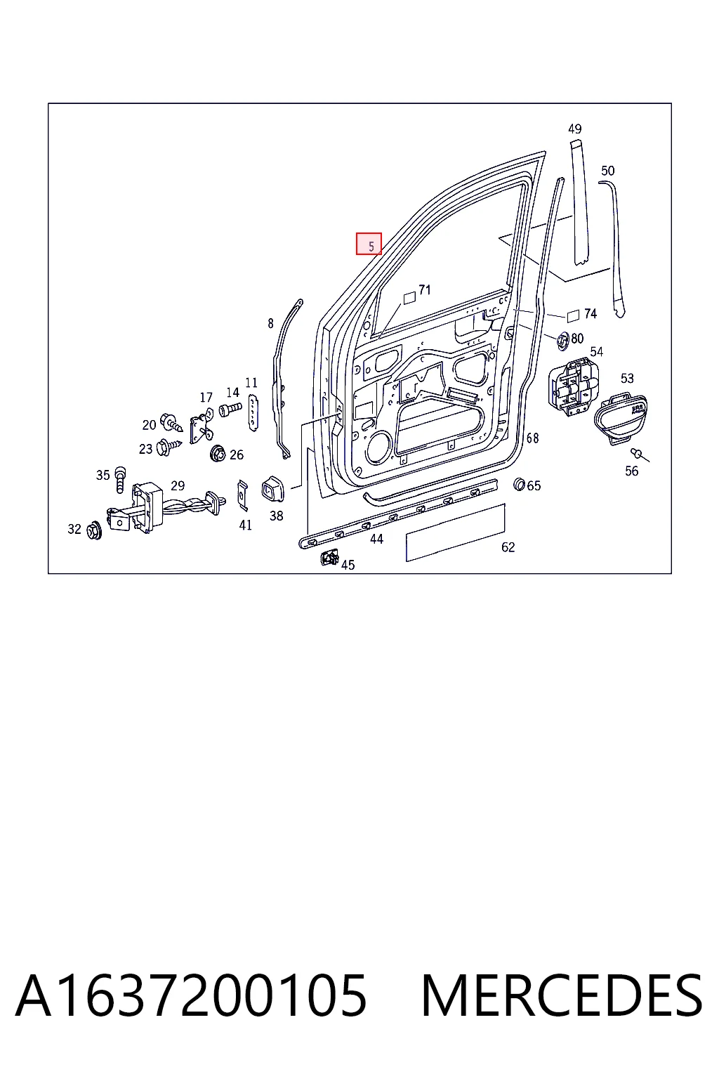 Передняя левая дверь Mercedes ML/GLE внедорожник (W163) (1998 - 2005) цена, от 24.07 USD