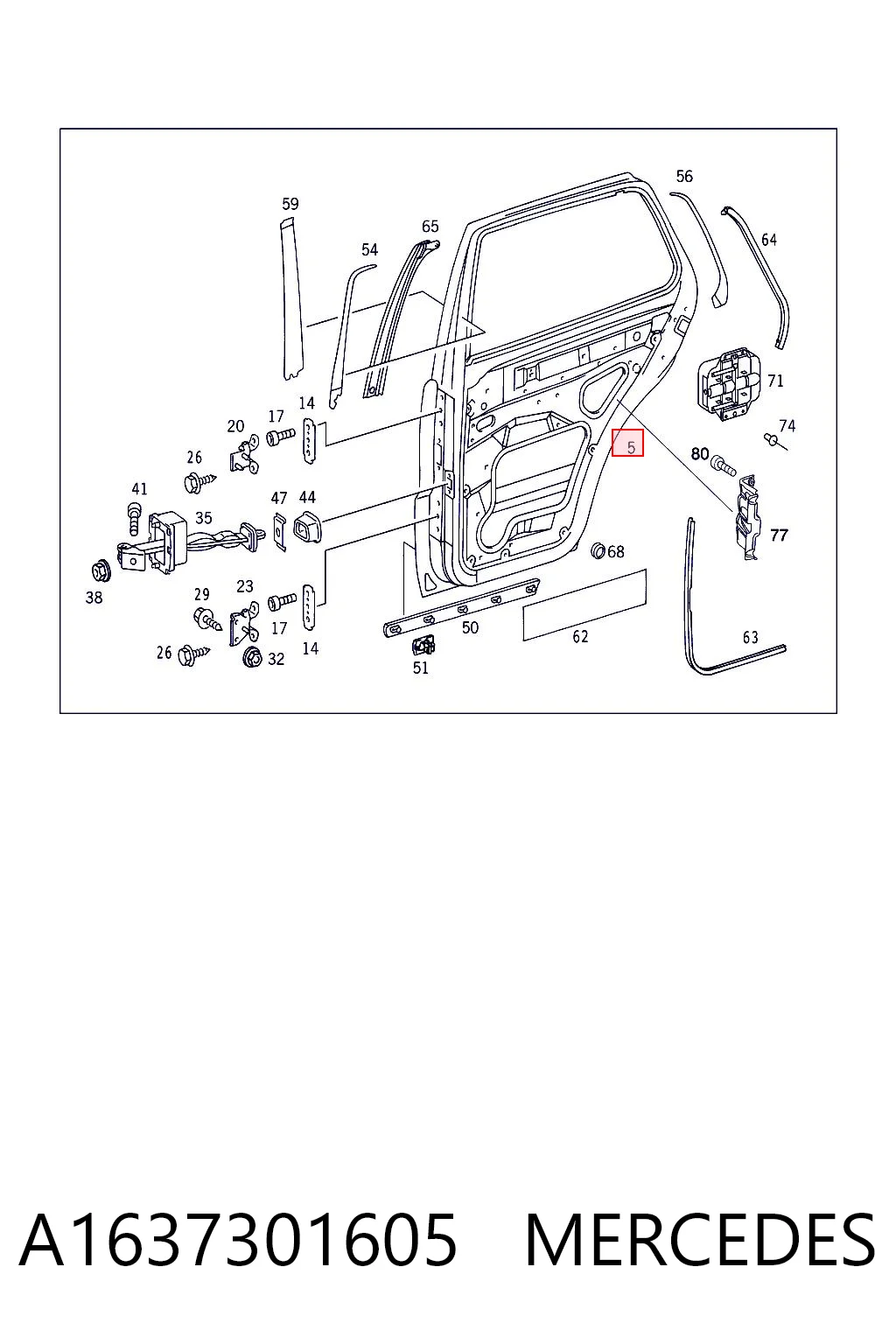 Дверь задняя, правая на Mercedes ML/GLE  W163