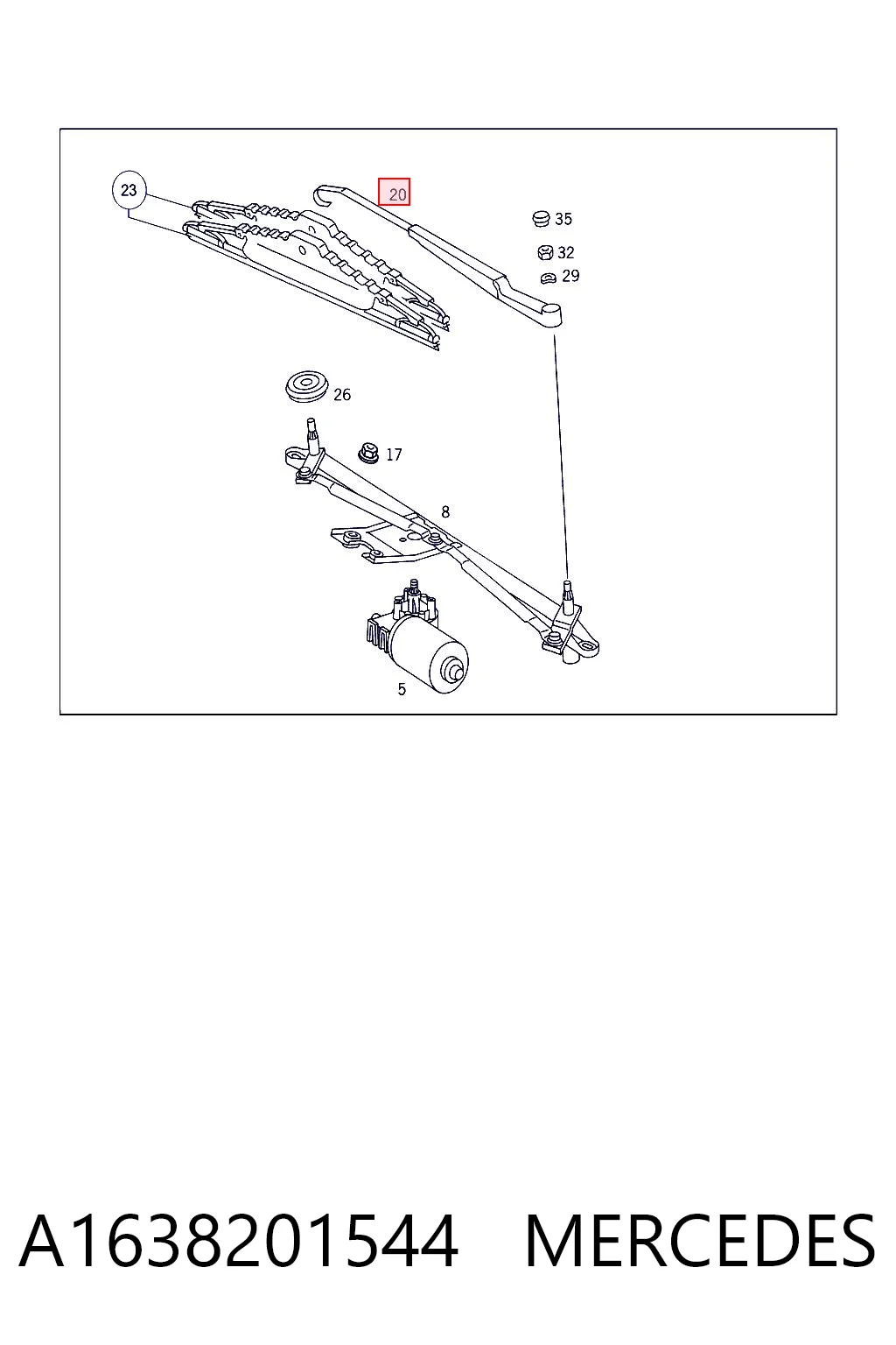 Поводок дворника на Mercedes ML/GLE  W163