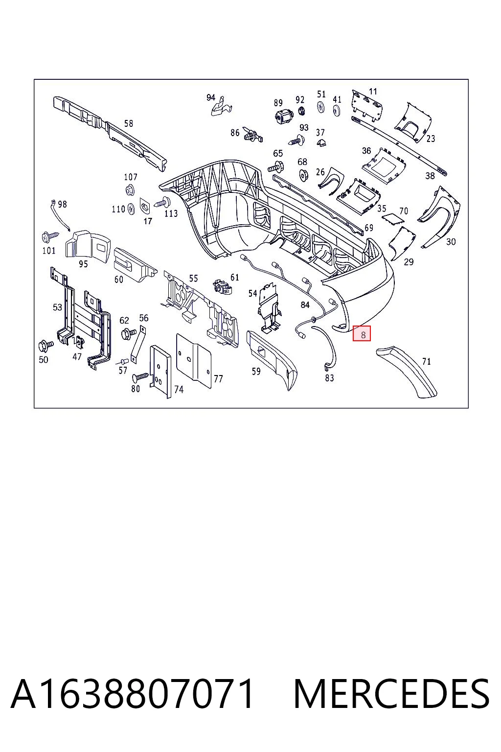 Купить MB1100167 Various Задний бампер