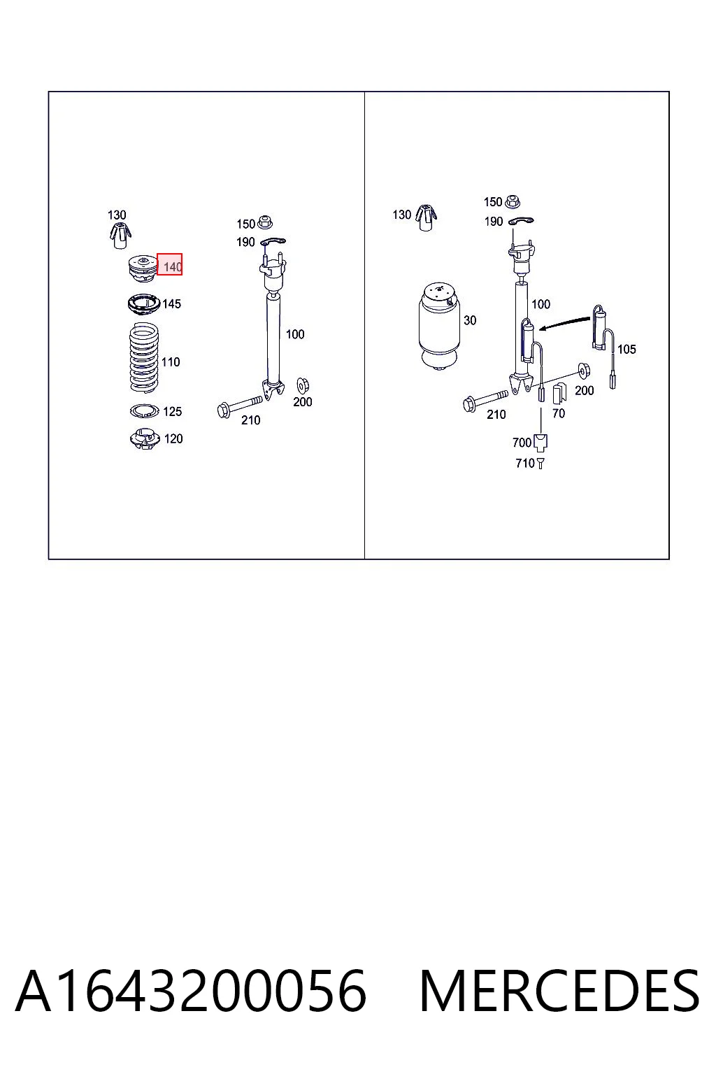 A1643200056 Mercedes Отбойник пружины подвески задней