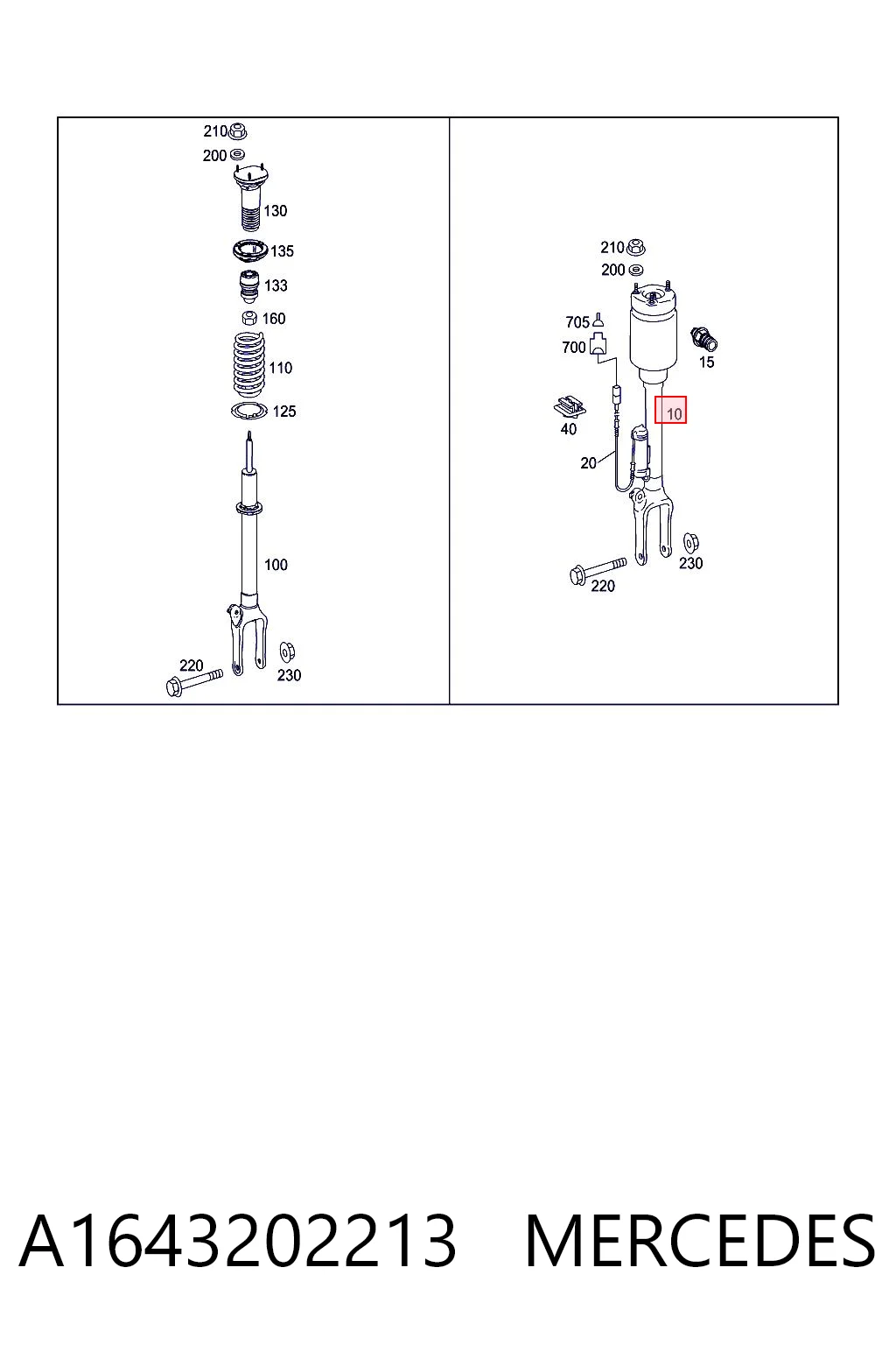 A1643202213 Mercedes Стойка передняя